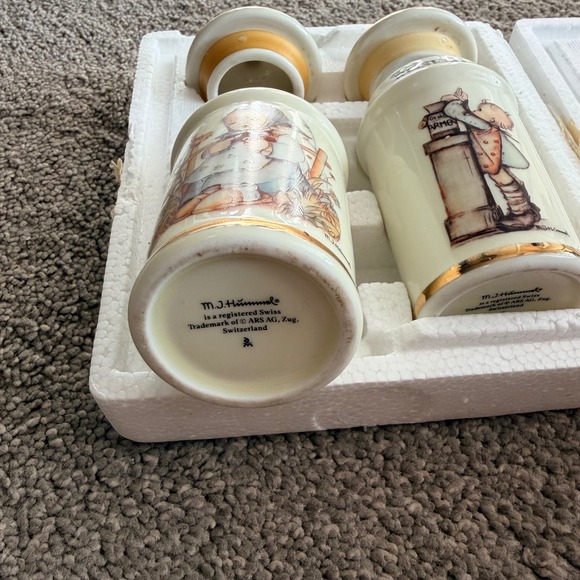 Vintage MJ Hummel Danbury Mint Spice Jars Thyme Rosemary Porcelain Gold Trim Set - Picture 6 of 7